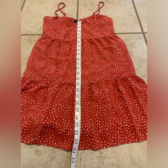 💜 George Red Polka Dot Tiered Babydoll Mini Dress - Women's XS - Picture 5 of 5